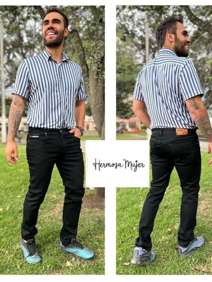 Jean bota recta negro clasico en mezclilla