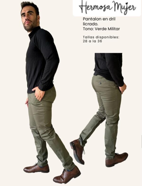 Pantalón ajustado en drill para hombre