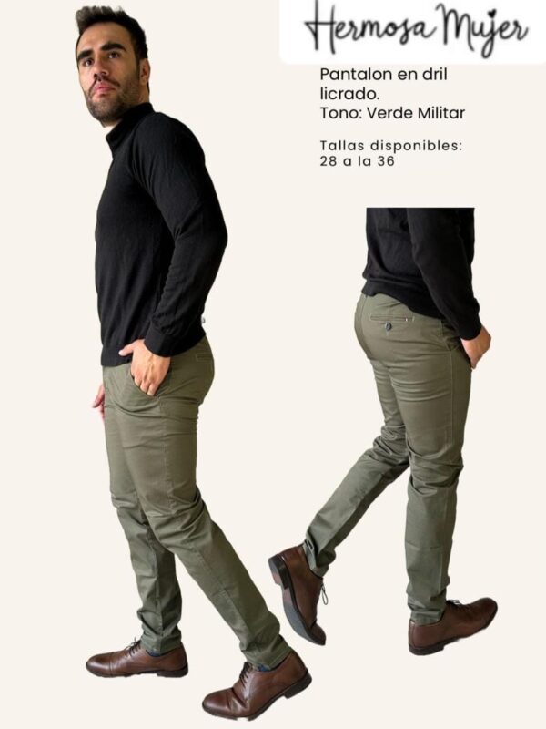 Pantalón ajustado en drill para hombre