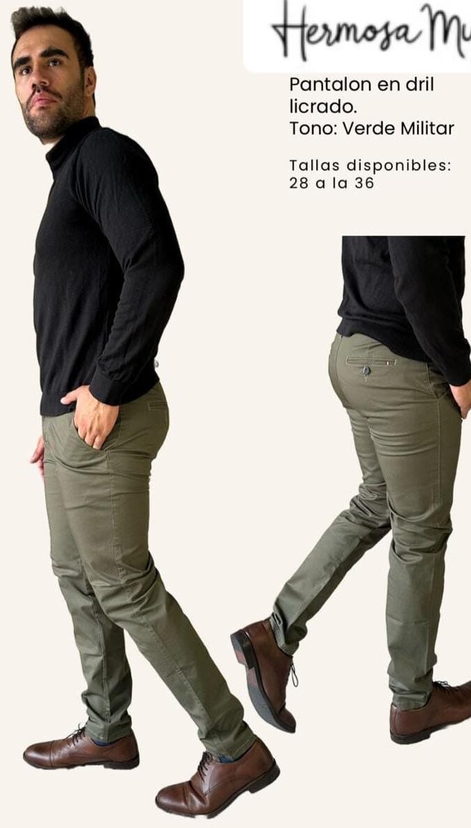 Pantalón ajustado en drill para hombre