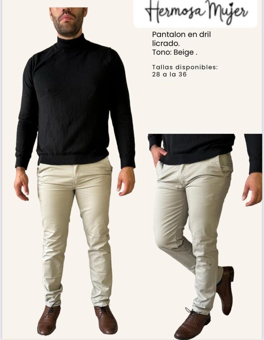 Pantalón ajustado en drill para hombre - Image 3