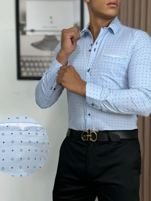 Camisa manga larga fit con puntos
