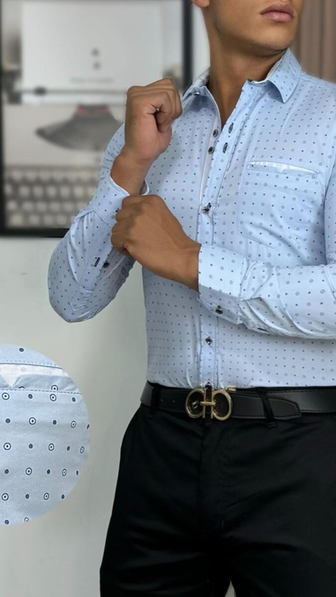 Camisa manga larga fit con puntos