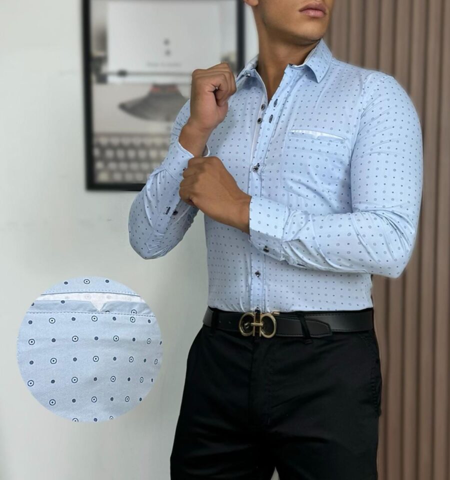 Camisa manga larga fit con puntos