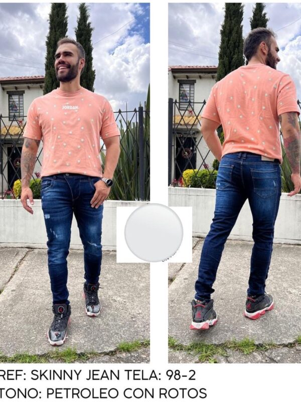Jean skinny para hombre con detalles en los muslos