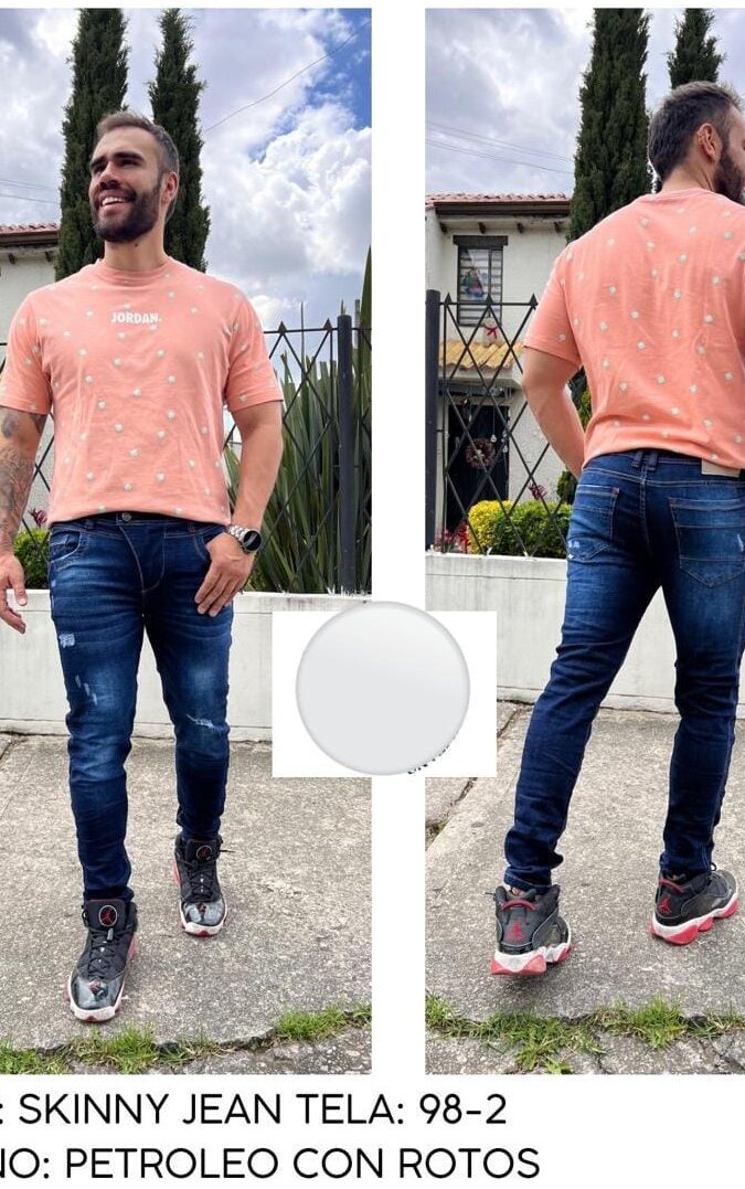 Jean skinny para hombre con detalles en los muslos