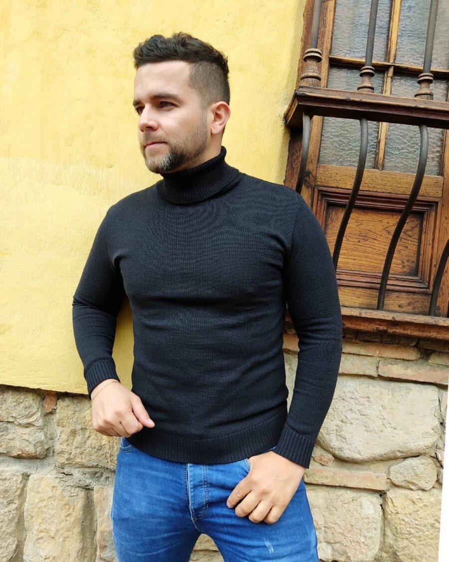 Saco liso en lana con cuello tortuga