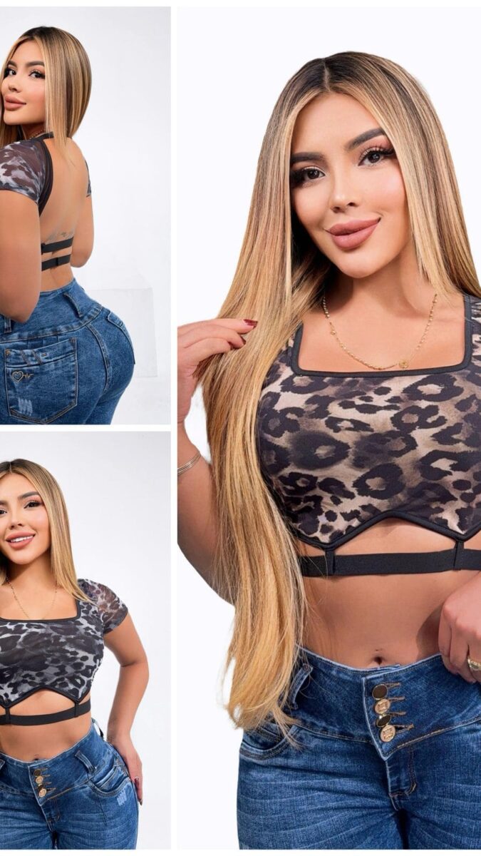 Crop top de estampado de jaguar