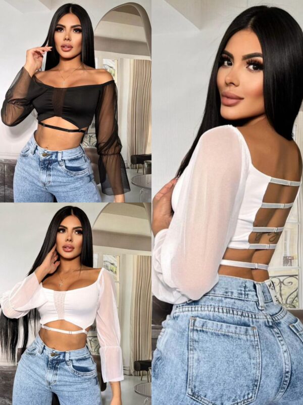 Crop top transparente con apertura en la espalda