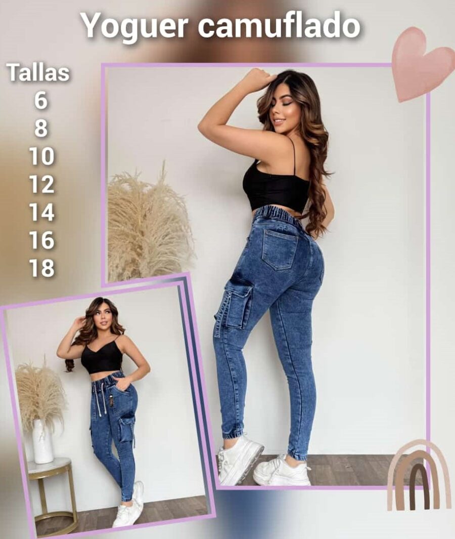 Jean tipo jogger con bolsillos anchos en los muslos