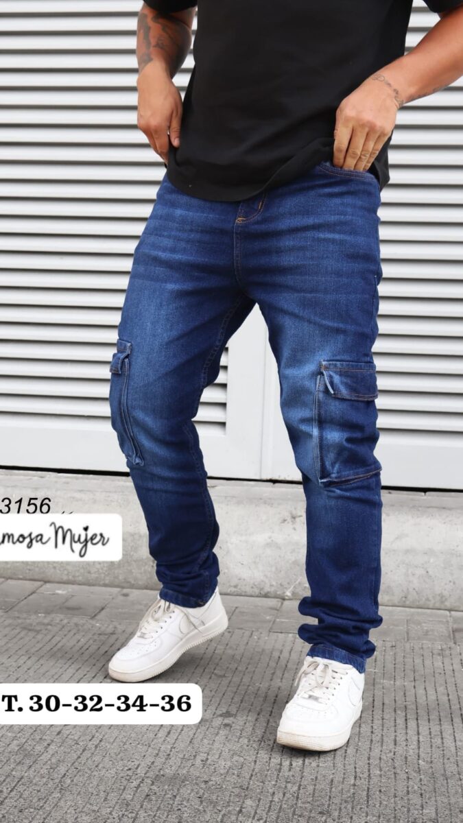 Jean para hombre bota recta tipo cargo