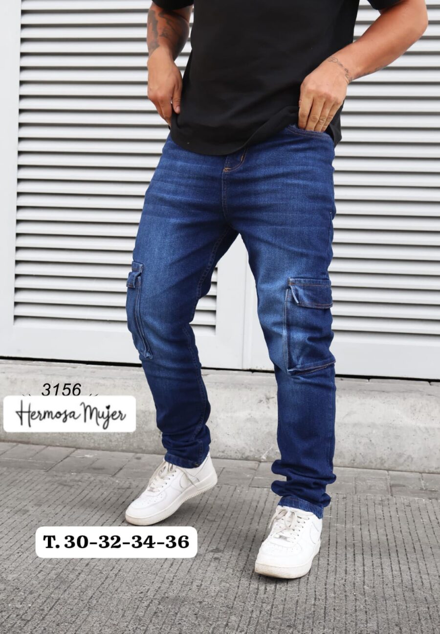 Jean para hombre bota recta tipo cargo