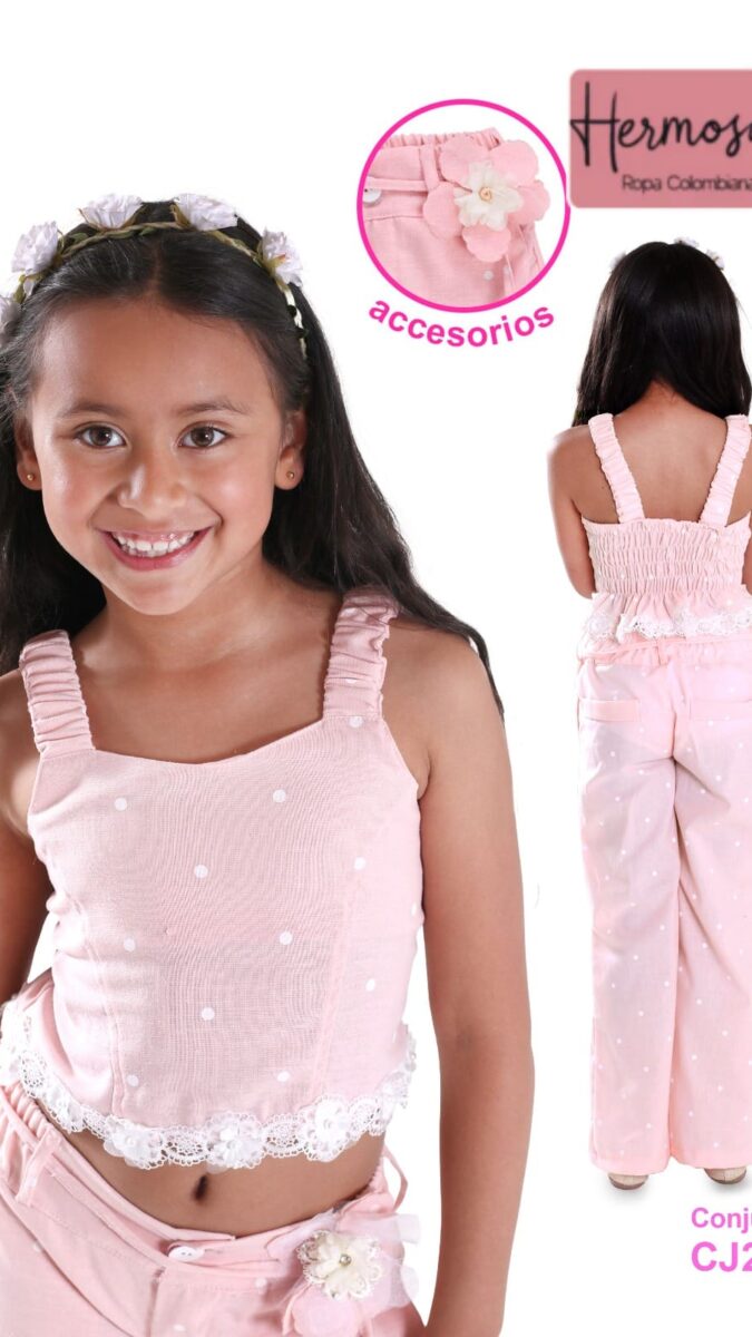 Conjunto de pantalón con top en drill para niña