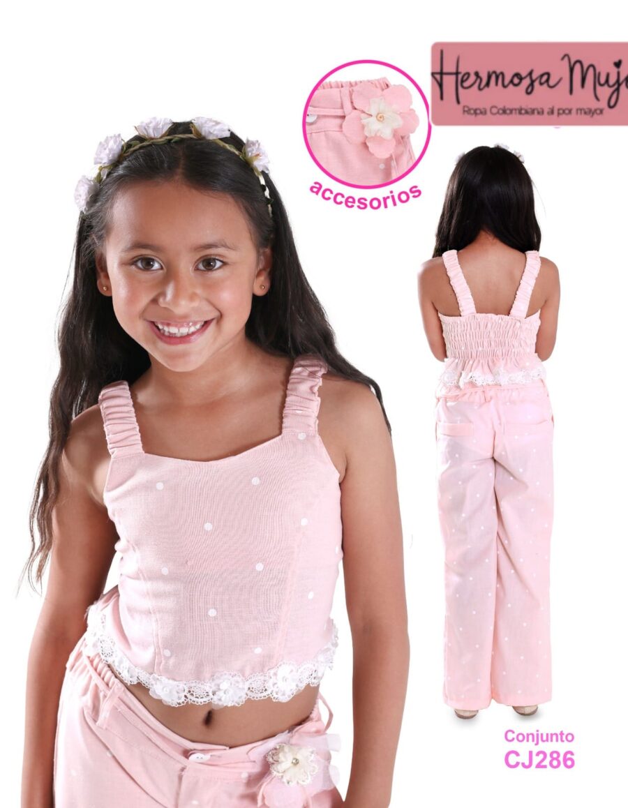 Conjunto de pantalón con top en drill para niña