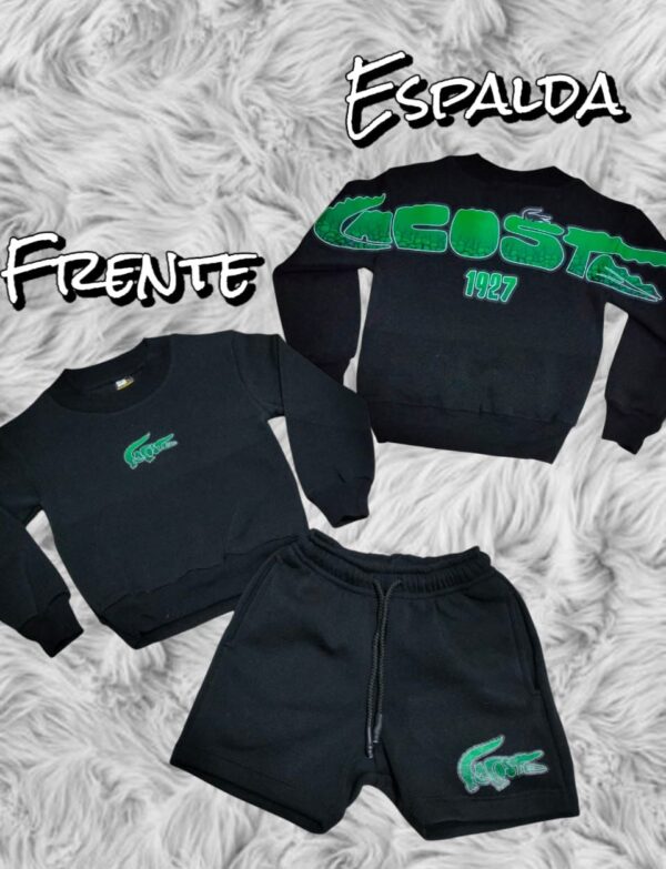 Conjunto buso y short Lacoste para niño