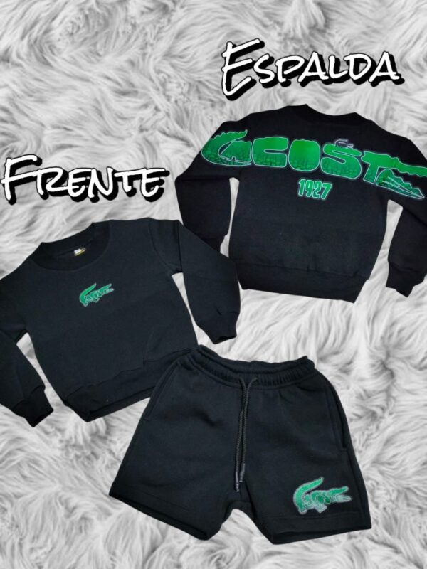 Conjunto buso y short Lacoste para niño