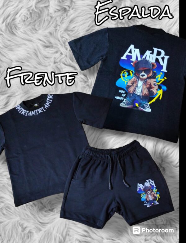 Conjunto con estampado de osito rapero para niño