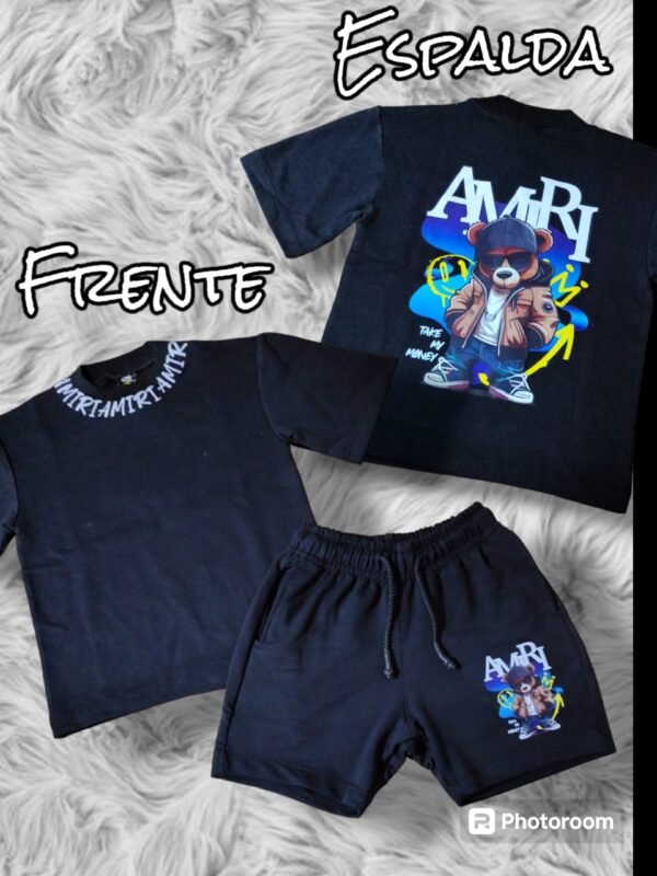 Conjunto con estampado de osito rapero para niño
