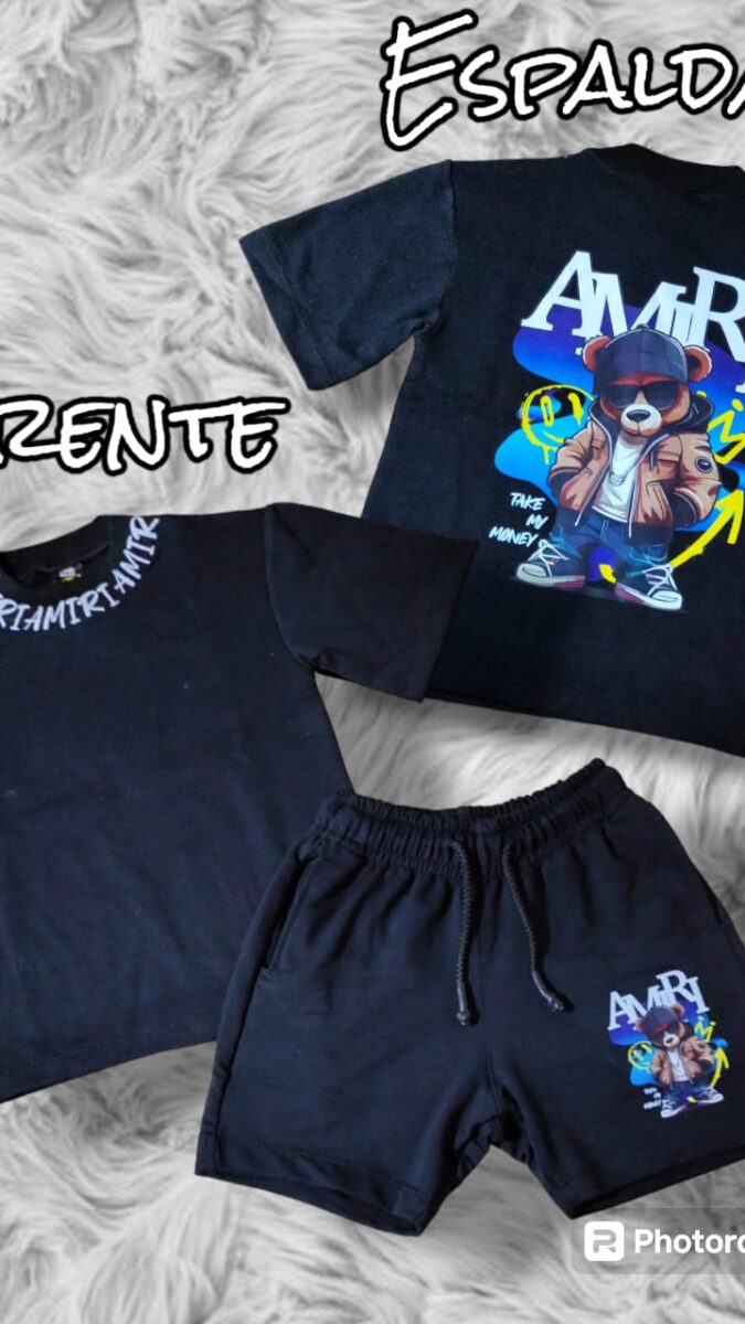 Conjunto con estampado de osito rapero para niño