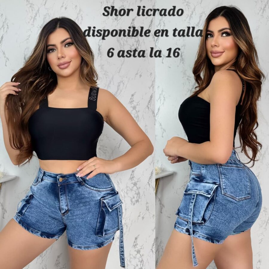 Short para mujer tipo cargo con bolsillos y tiras