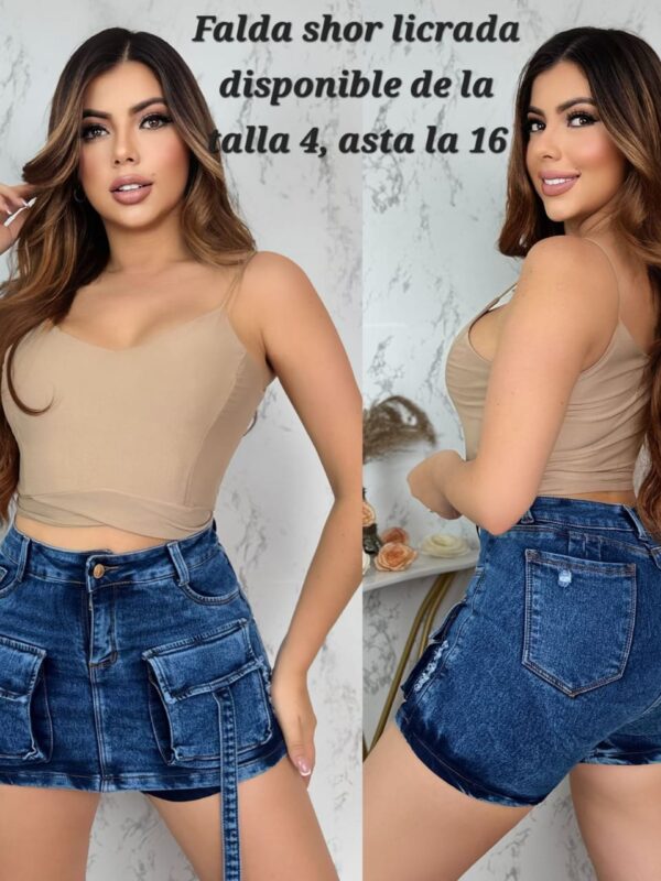 Falda short para mujer cargo con tiras