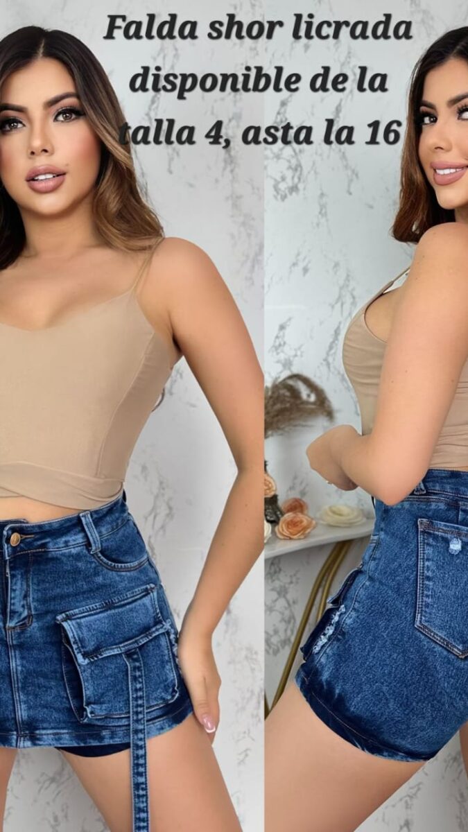 Falda short para mujer cargo con tiras