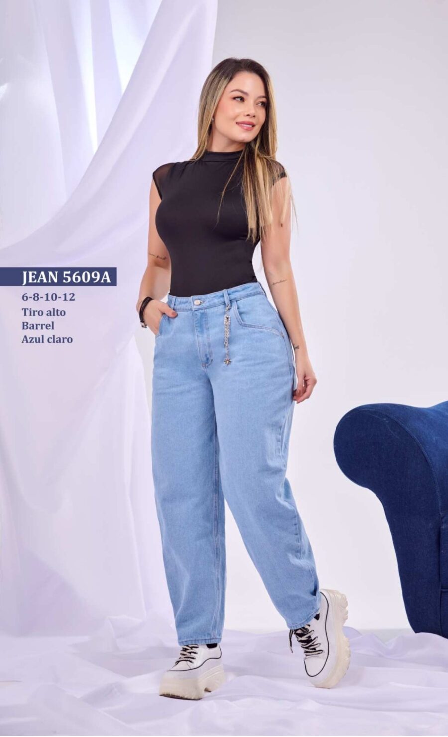 Jean push up bota recta tiro alto estilo barrel - Image 4