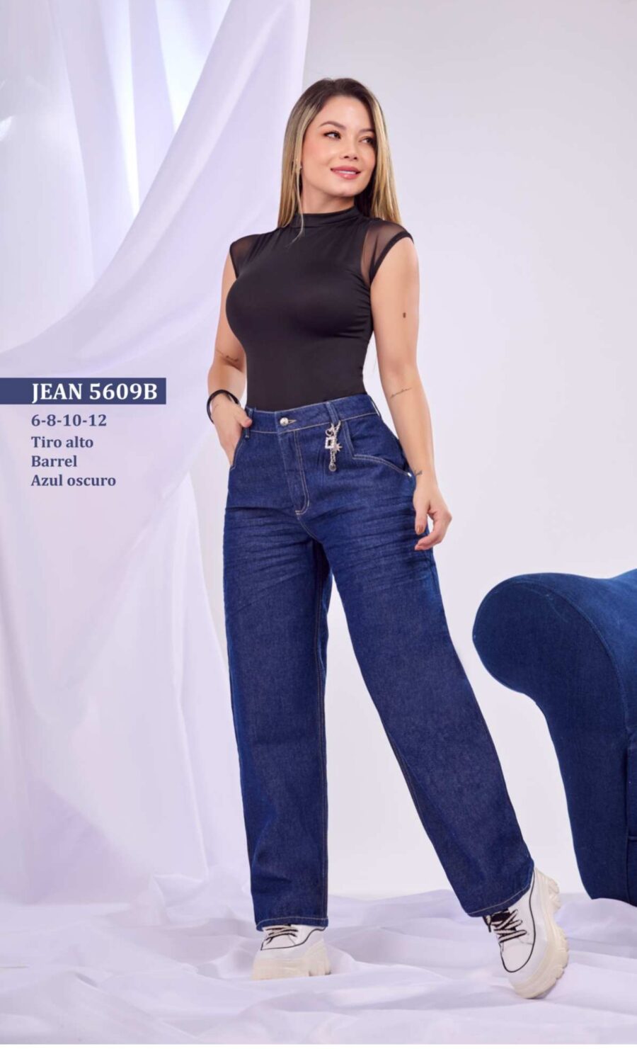 Jean push up bota recta tiro alto estilo barrel - Image 2