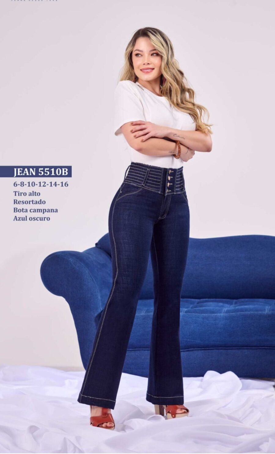 Jean push up bota campana con tiro alto y 4 botones - Image 2