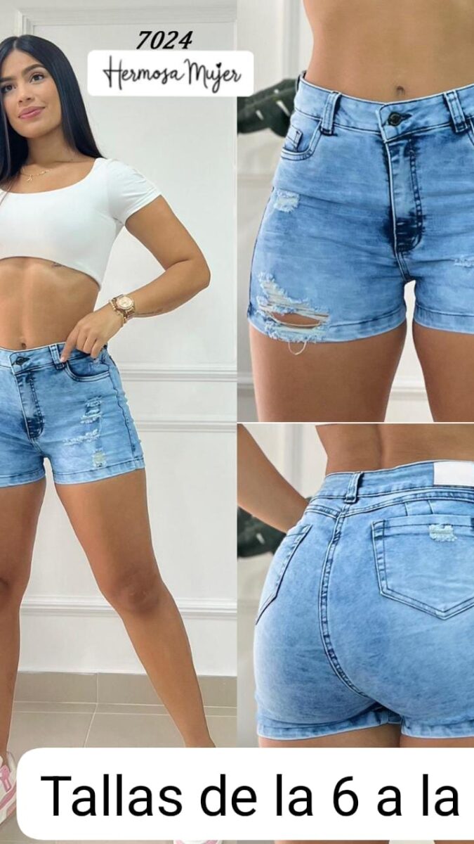 Short para mujer corto con rotos en mezclilla