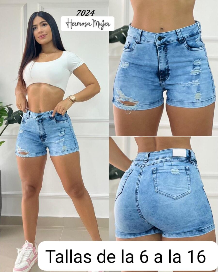 Short para mujer corto con rotos en mezclilla