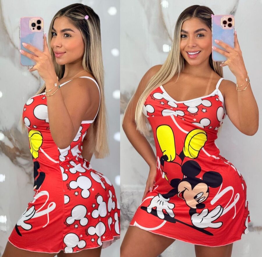 Pijama bata para mujer con estampado de Mickey