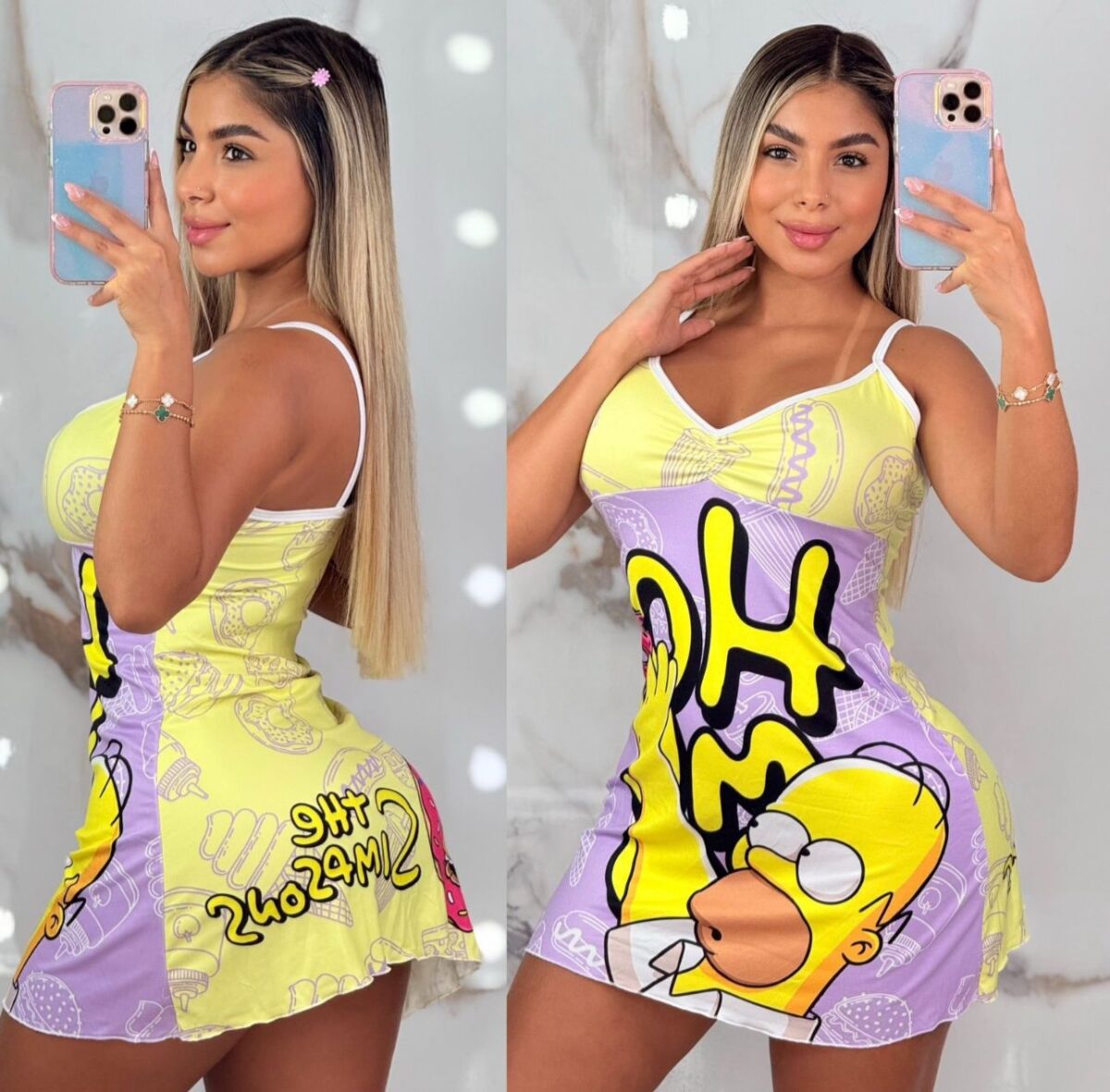 Pijama en bata para mujer con estampado de Homero