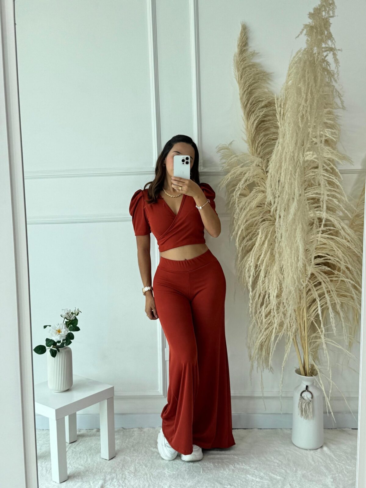 Conjunto de dos piezas con mangas farol  talla unica para mujer - Image 3