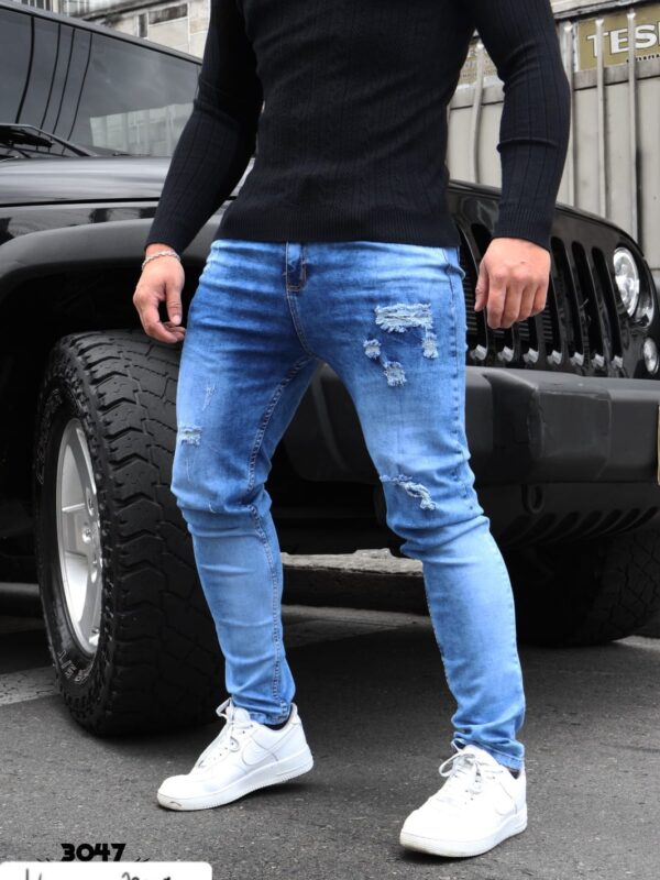Jean skinny tipo desgaste con rotos para hombre