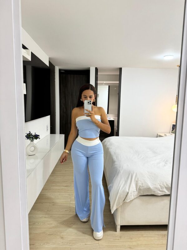 Conjunto de pantalon y top con linea blanca talla unica