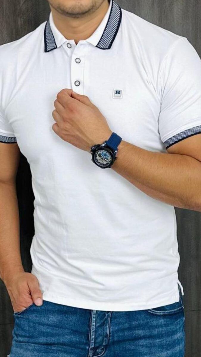 Camiseta de cuello con tres botones corte slim