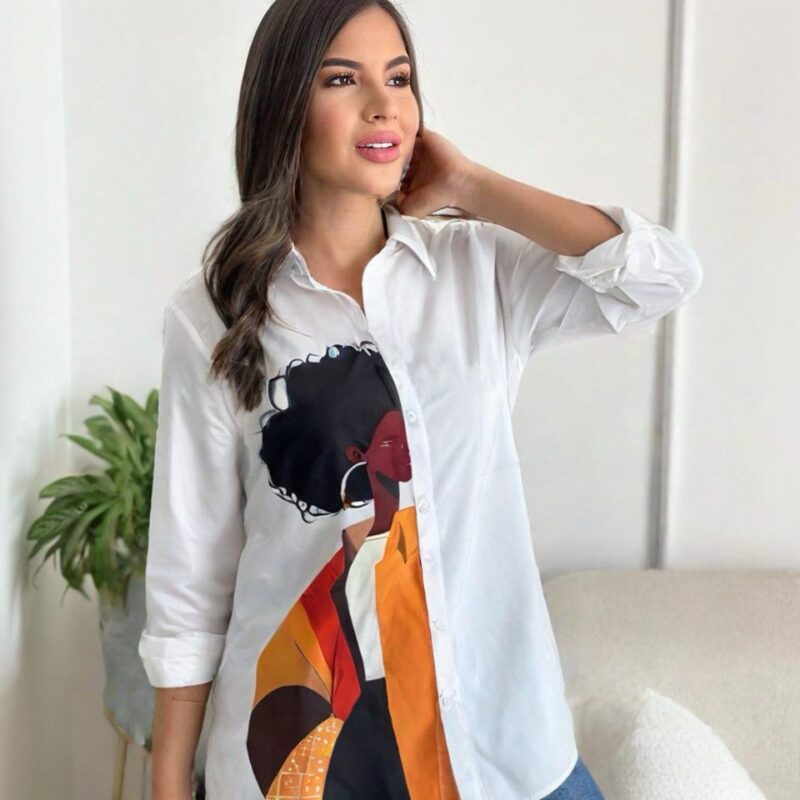 Blusa larga con estampado de mujer talla unica para mujer
