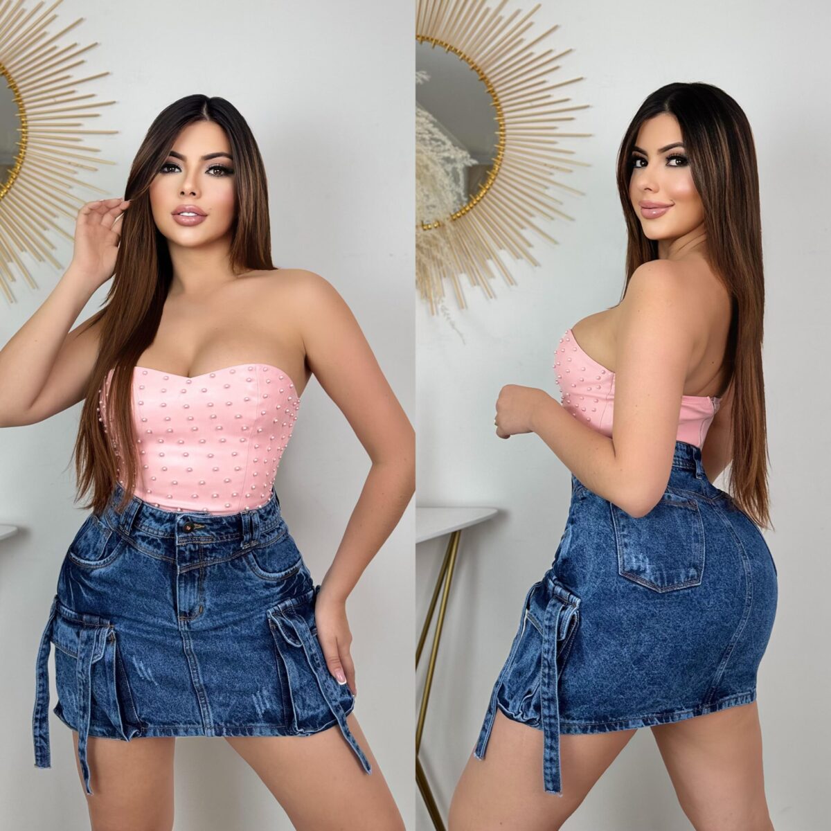 Falda tipo cargo azul oscuro para mujer