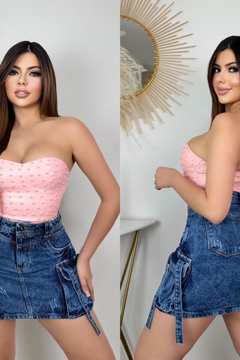 Falda tipo cargo azul oscuro para mujer