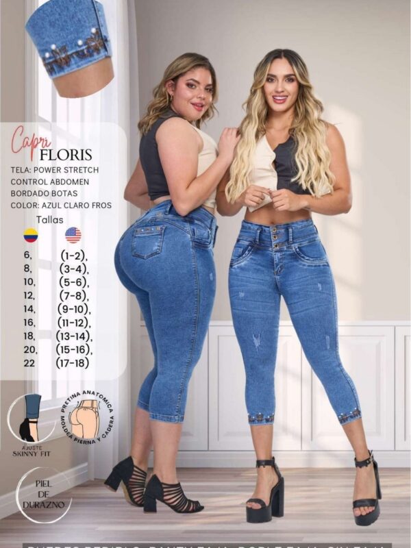 Jean push up con bordado en el bolsillo para mujer