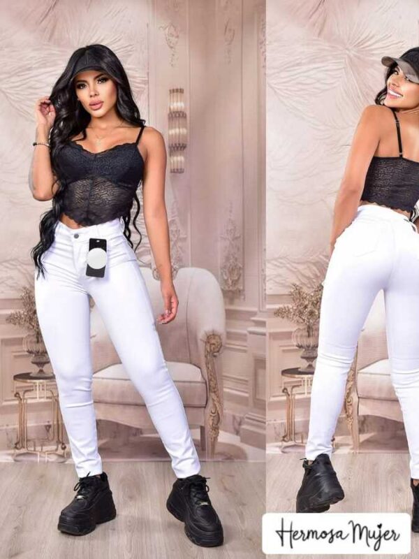 Jean skinny push up blanco sin bolsillos