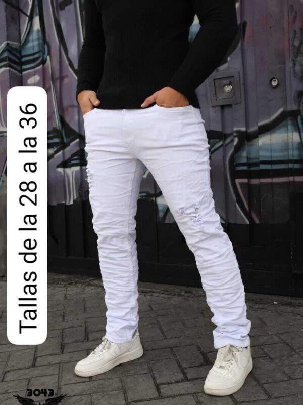 Jean slim fit blanco para hombre con ligero desgaste