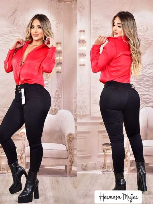 Jean skinny push up negro sin bolsillos
