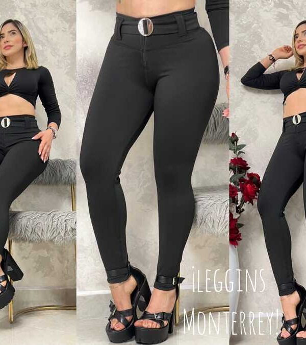 Leggins para mujer con tiro alto y hebilla