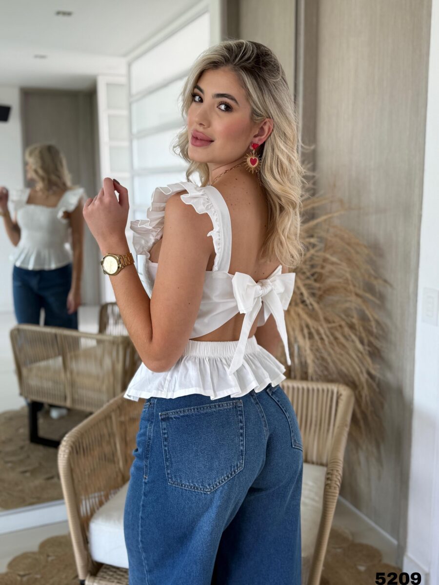 Blusa con resorte y hombros con bolero - Image 5