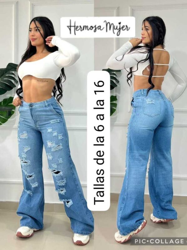 Jean push up de bota ancha con rotos