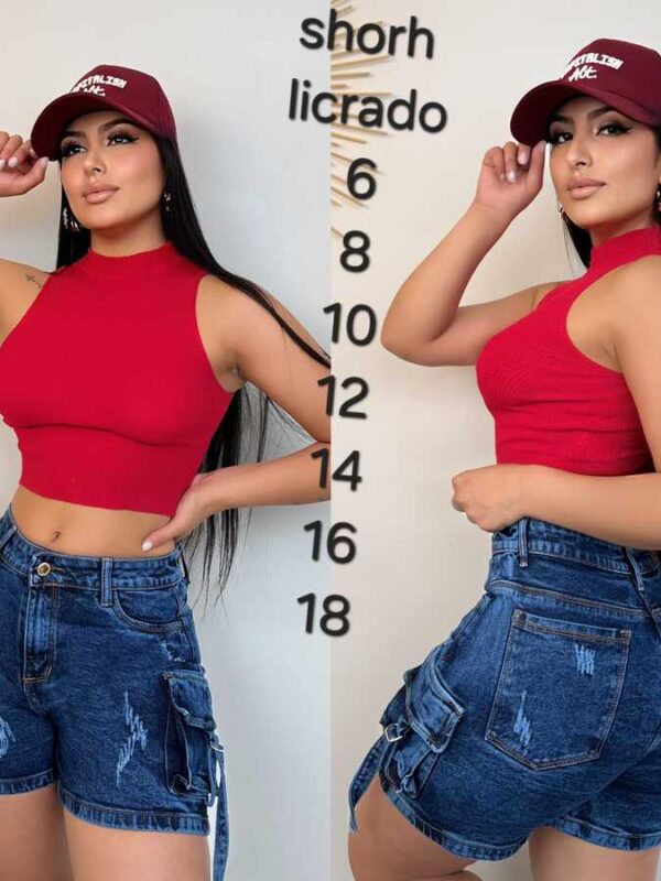Short tipo cargo en denim para mujer