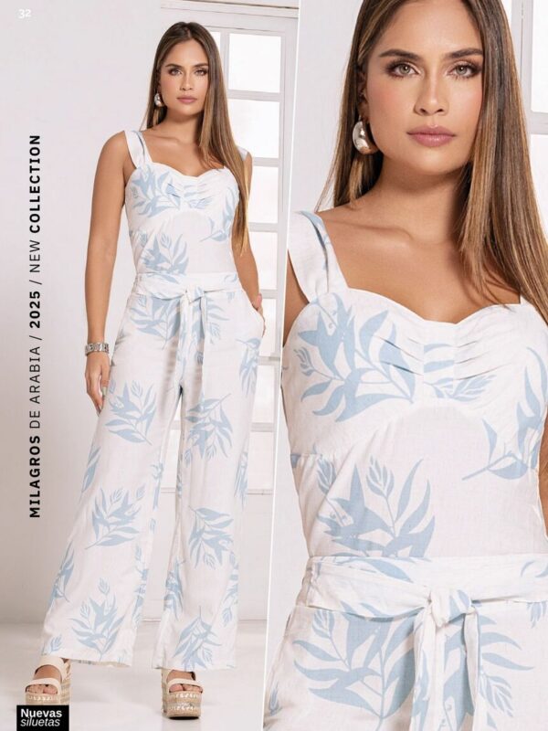 Conjunto pantalon con estampado de hojas playeras