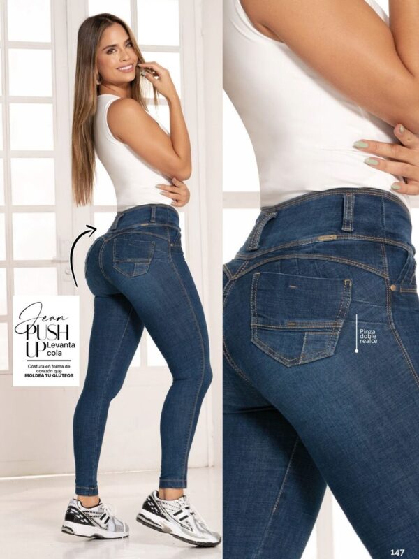 Jean push up bota tubo y pretina alta para mujer